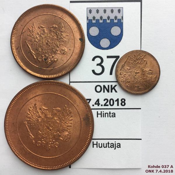 k-0037-a.jpg - Kohde 37 (kuva 1/2), lhthinta: 12 € / myyntihinta: 22 € 1 - 10 p 1917 II (3) 1, 5 ja 10p, ephpja, loisteliaat!, kunto: 9, 8, 9