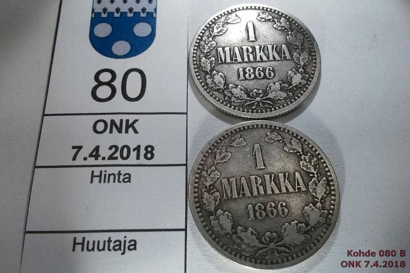 k-0080-b.jpg - Kohde 80 (kuva 2/2), lhthinta: 18 € / myyntihinta: 18 € 1 mk 1866 (2) Ag, toisessa vas. kieli koukkumainen, kunto: 3, 4