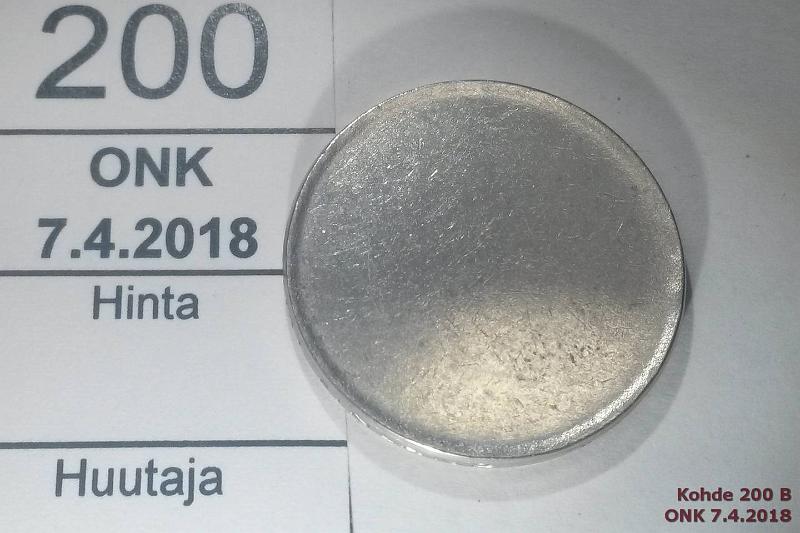 k-0200-b.jpg - Kohde 200 (kuva 2/3), lhthinta: 10 € / myyntihinta: 10 € 1 mk 1969-93 Markan aihio reunakirjoituksella, kunto: 7