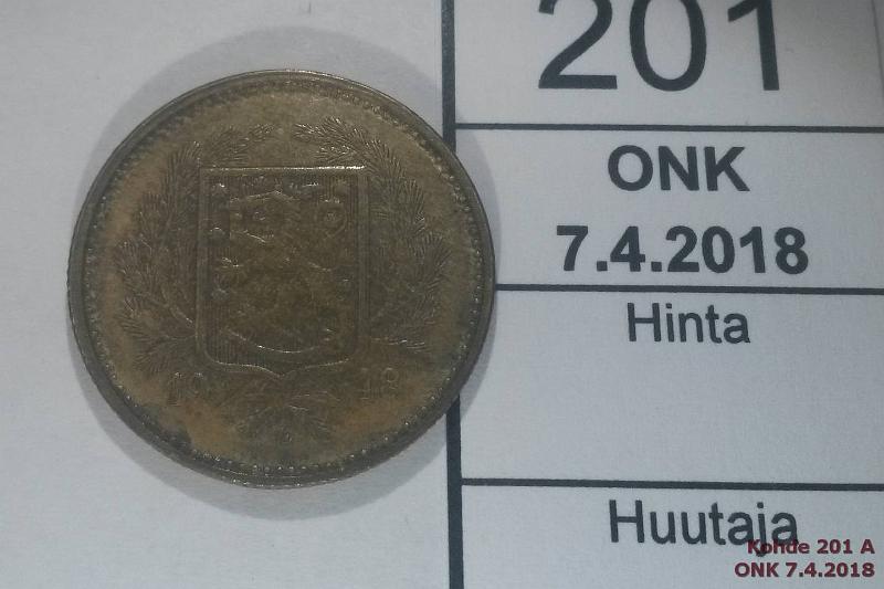 k-0201-a.jpg - Kohde 201 (kuva 1/3), lhthinta: 5 € / myyntihinta: 5 € 5 mk 1948 Mess, vuosiluvun kaksoipuristus, kunto: 4