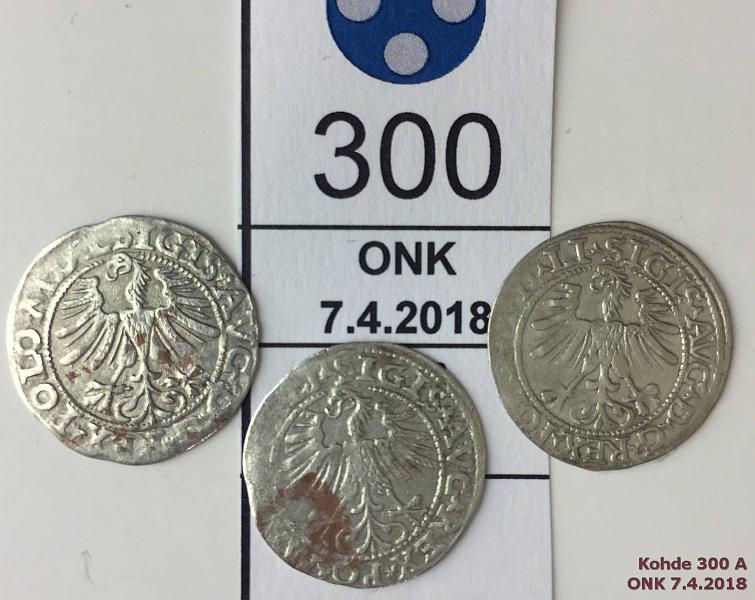 k-0300-a.jpg - Kohde 300 (kuva 1/2), lhthinta: 15 € / myyntihinta: 15 € Liettua  grosz (3) 1563, -65 Gum#598 Ag, 1563(2), -65, puhd. Halfgroat = plgrosz =  grosz. Sigismund II. Puhd., kunto: 5