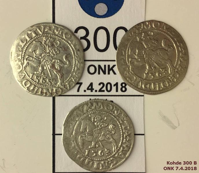 k-0300-b.jpg - Kohde 300 (kuva 2/2), lhthinta: 15 € / myyntihinta: 15 € Liettua  grosz (3) 1563, -65 Gum#598 Ag, 1563(2), -65, puhd. Halfgroat = plgrosz =  grosz. Sigismund II. Puhd., kunto: 5