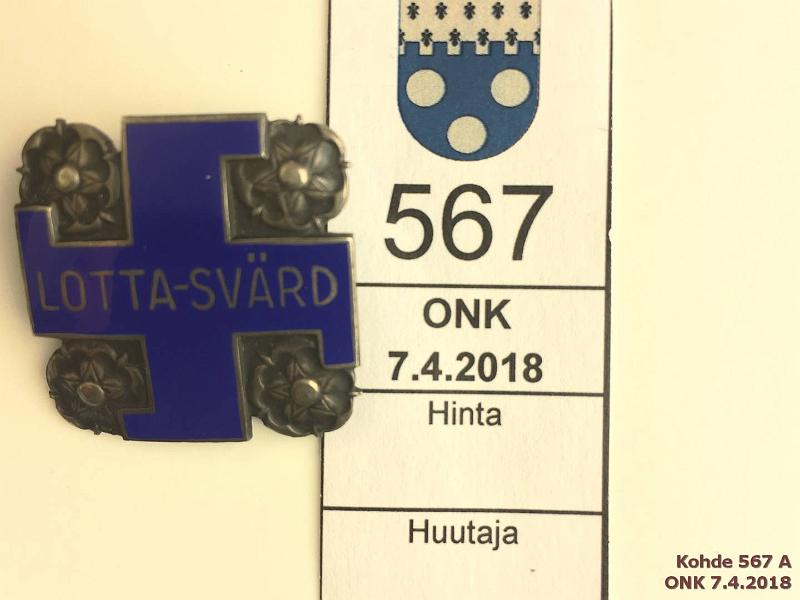 k-0567-a.jpg - Kohde 567, lhthinta: 30 € / myyntihinta: 30 € Lotta Svrd Ag 813. Jsenmerkki, jsen 27465, emaloitu, neulakiinnitys, kunto: 8