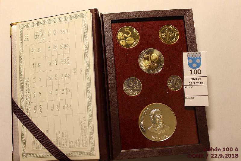 k-0100-a.jpg - Kohde 100, lhthinta: 30 € / myyntihinta: 38 € 1996 Proof, Lihr, nahkakansio, kunto: 10