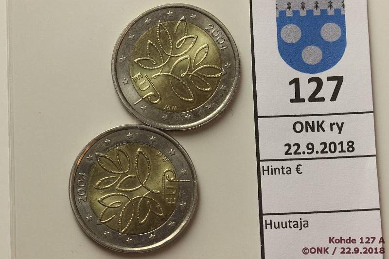 k-0127-a.jpg - Kohde 127, lhthinta: 20 € / myyntihinta: 42 € 2 € 2004 (2) Suomi, juhla EU "risuraha", kunto: 8