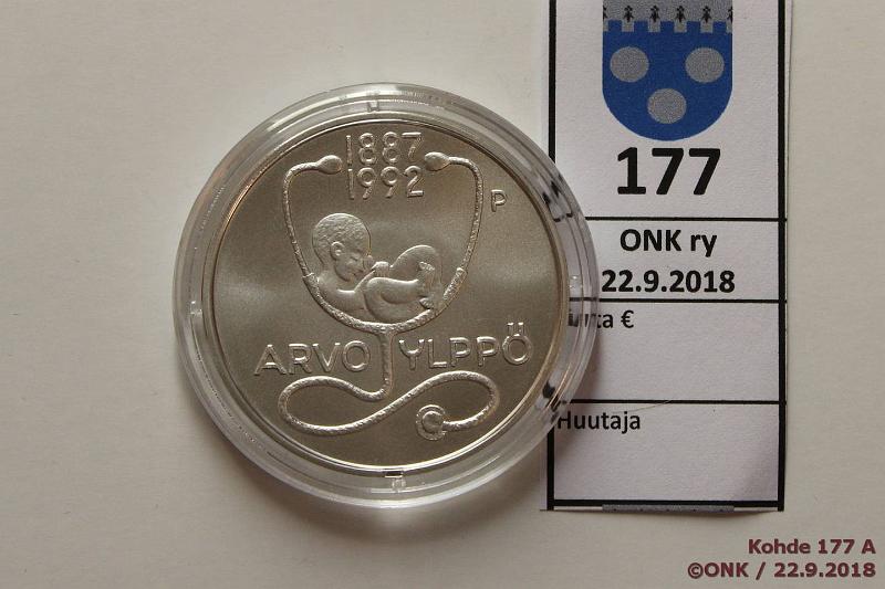 k-0177-a.jpg - Kohde 177, lhthinta: 15 € / myyntihinta: 20 € 10 2012 Ag, BU, Ylpp, kapseli, kunto: 9