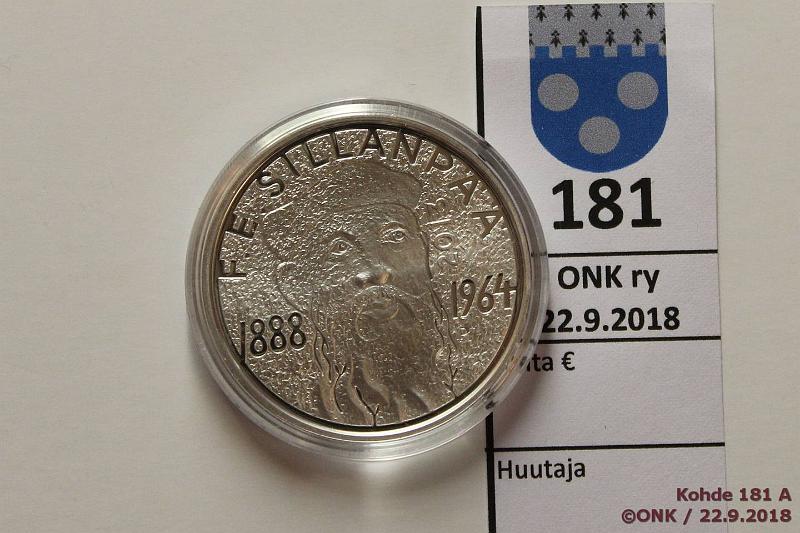 k-0181-a.jpg - Kohde 181, lhthinta: 15 € / myyntihinta: 18 € 10 2013 Ag, Proof, Sillanp, kapseli, kunto: 9