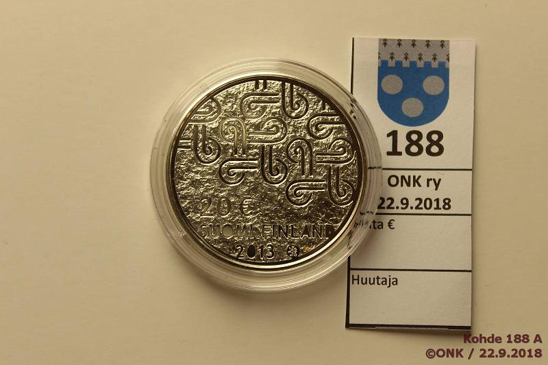 k-0188-a.jpg - Kohde 188, lhthinta: 25 € / myyntihinta: 37 € 20 € 2013 Ag, Proof, Monikulttuurisuus, kapseli, kunto: 10