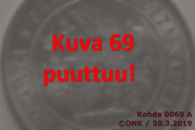 k-0069-a.jpg - Kohde 69, lhthinta: 5 € / myyntihinta: 18 € 1 mk 1922, -37, -46, -49, -50 CuNi/Fe/Cu. Hyvkuntoinen er, osassa matala lynti tai mvja., kunto: 7-9