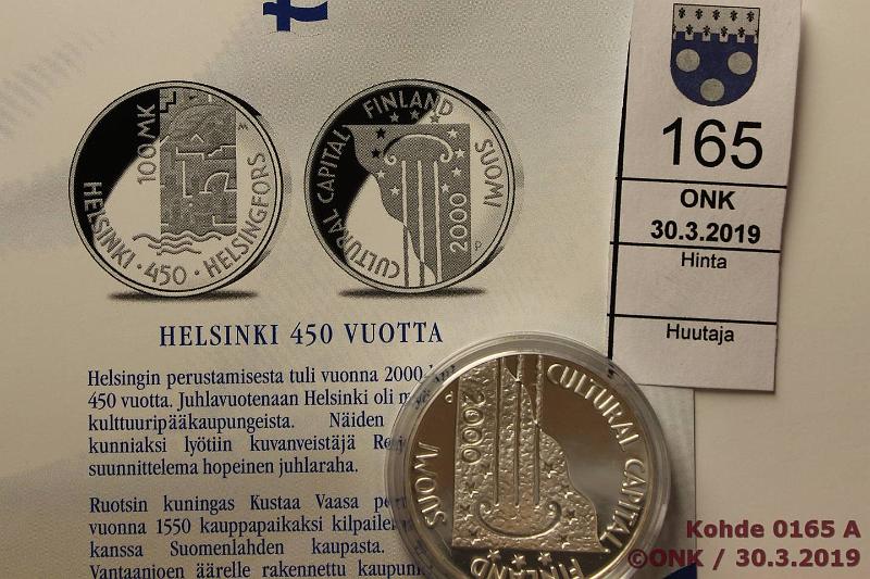 k-0165-a.jpg - Kohde 165, lhthinta: 40 € / myyntihinta: 60 € 100 mk 2000 Ag, Proof, Helsinki 450, kaps, tod, kunto: 10