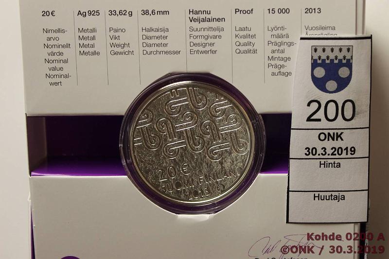 k-0200-a.jpg - Kohde 200, lhthinta: 25 € / myyntihinta: 31 € 20 € 2013 Ag, proof, Monikulttuurisuus, laatikko, kaps, tod, kunto: 10