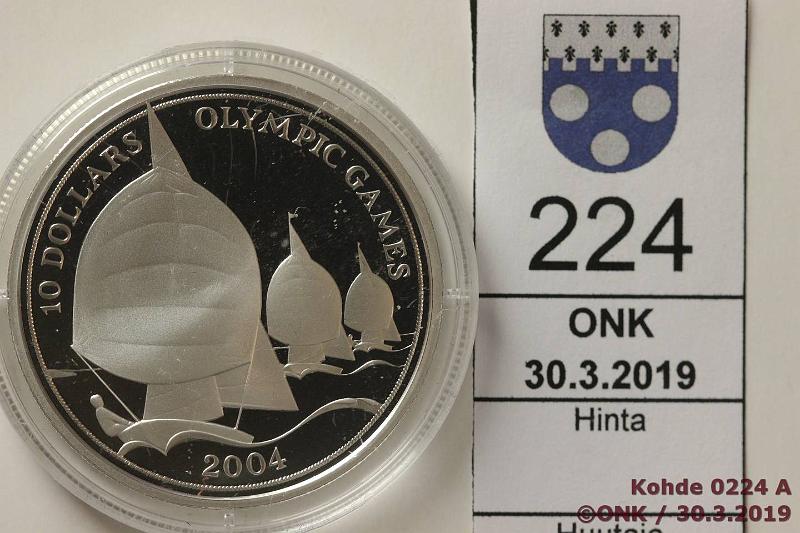 k-0224-a.jpg - Kohde 224, lhthinta: 10 € / myyntihinta: 12 € Fiji 10 d 2003 KM#109 Ag, proof, 28,28g/999, Olympics 2004, kunto: 10