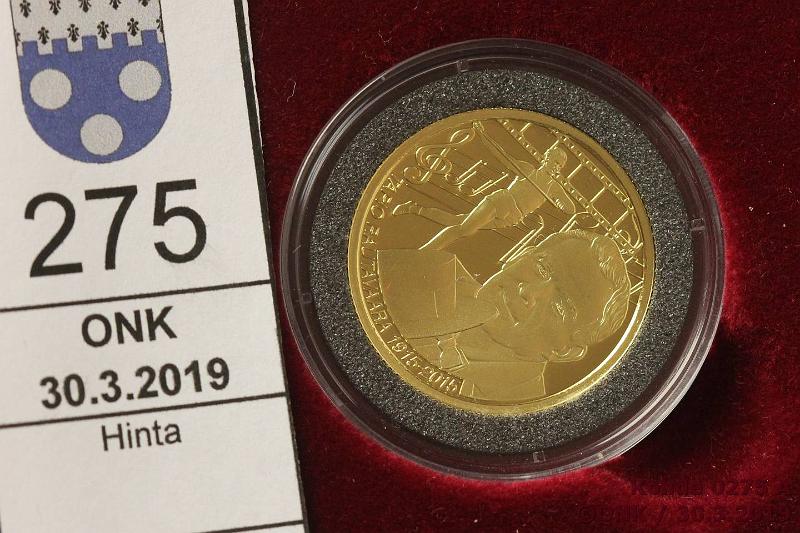 k-0275-a.jpg - Kohde 275, lhthinta: 300 € / myyntihinta: 365 € Salomonsaaret 25 d 2015 KM#?? Au, proof, 10g/999, Tapio Rautavaara, n:o 101/200, laatikko, tod, kunto: 10