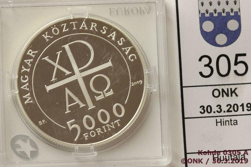 k-0305-a.jpg - Kohde 305, lhthinta: 10 € / myyntihinta: 22 € Unkari 5000 forint 2009 KM#827 Ag, proof, 31,46 g/925, Jnos Klvin, kunto: 10