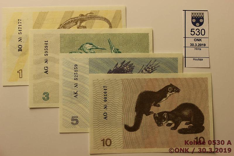 k-0530-a.jpg - Kohde 530, lhthinta: 5 € / myyntihinta: 11 € Liettua 110 talonas (4) 1991 P#3233a, 3435b, kunto: 9