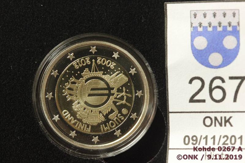 k-0267-a.jpg - Kohde 267, lhthinta: 5 € / myyntihinta: 5 € 2€ 2010 Proof, Suomi, Raha 150v, kapseli, laatikko, tod, kunto: 10