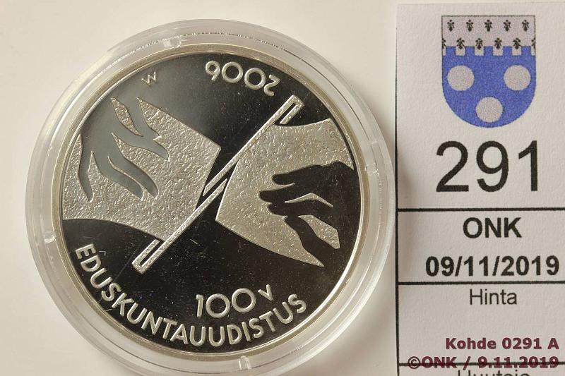 k-0291-a.jpg - Kohde 291, lhthinta: 12 € / myyntihinta: 12 € 10 € 2006 Ag, Proof, Eduskunta, kapseli, kotelo, tod, kunto: 10