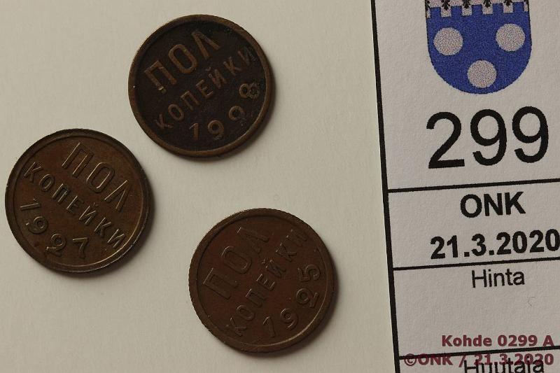 k-0299-a.jpg - Kohde 299, lhthinta: 15 € / myyntihinta: 33 €  kop (3) 1925-27 Y#75 Cu,1925, -27, -28, kunto: 6, 7, 4