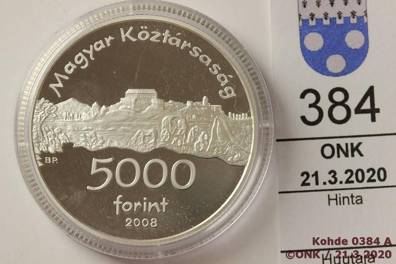 k-0384-a.jpg - Kohde 384, lhthinta: 15 € / myyntihinta: 34 € Unkari 5000 forint 2008 KM#807 Ag, Proof, 31,46g/900, loistelias!, kunto: 10