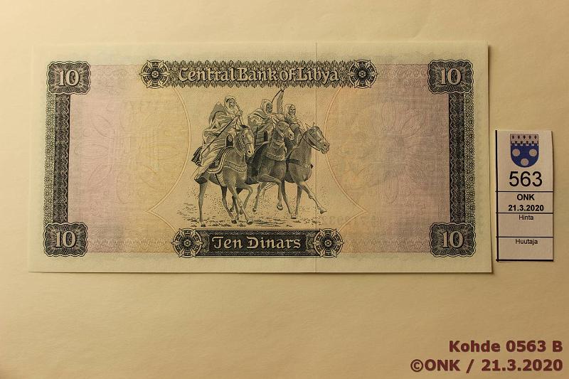 k-0563-b.jpg - Kohde 563 (kuva 2/2), lhthinta: 95 € / ei tarjouksia Libya 10 dinars 1971 P#37a I A/3 712932, pintaeloa, kunto: 9