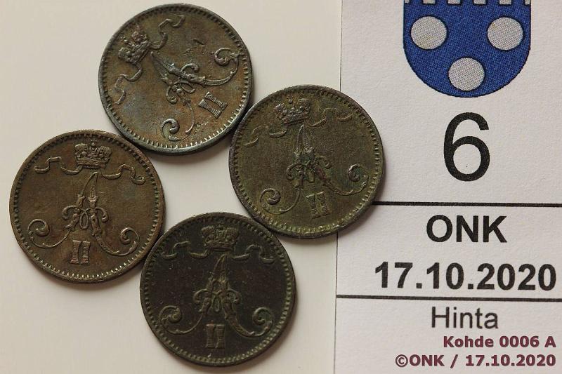 k-0006-a.jpg - Kohde 6 (kuva 1/2), lhthinta: 10 € / myyntihinta: 13 € 1 p 1873, -74, -75, -76 Osa lpuhd, eprvja, kunto: 3-4