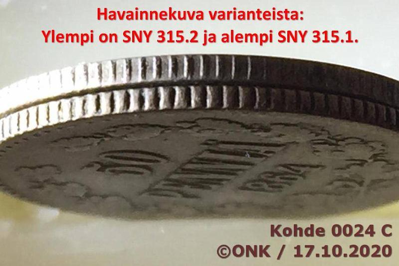 k-0024-c.jpg - Kohde 24 (kuva 3/3), lhthinta: 15 € / myyntihinta: 40 € 50 p 1864 (2) Ag, SNY 315.1 ja 2, molemmat reunavariantit, kunto: 3/4, 4