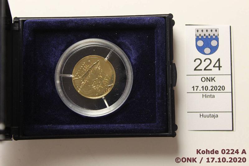 k-0224-a.jpg - Kohde 224 (kuva 1/2), lhthinta: 300 € / myyntihinta: 395 € 1000 mk 1992 Au, Proof, 9g/900, Suomi 75 v, kotelo, tod, kunto: 10