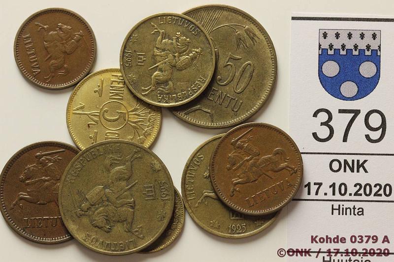 k-0379-a.jpg - Kohde 379, lhthinta: 20 € / myyntihinta: 27 € 1 - 50 centu (9) 1925-36 KM#71-75, 79-81 Br/AlBr, 1c 1925, -36; 2c 1935; 5c 1925(2), -36; 10, 20 ja 50c 1925, kunto: 5-7