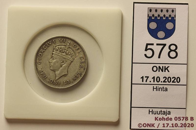 k-0578-b.jpg - Kohde 578 (kuva 2/2), lhthinta: 5 € / myyntihinta: 6 € Kypros 9 piastres 1940 KM#25 Ag, 5,66g/925, kunto: 6