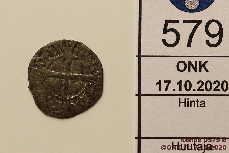 k-0579-b.jpg - Kohde 579 (kuva 2/2), lhthinta: 5 € / myyntihinta: 5 € Livonia 1 schilling 1494-1535 Haljak#232 Ag, Wolter von Plettenberg, Wenden schilling, kunto: 2