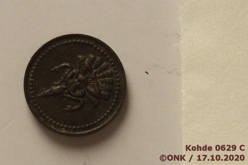 k-0629-c.jpg - Kohde 629 (kuva 3/3), lhthinta: 5 € / myyntihinta: 5 € Intia 1 amman cash 1889-1906 ND KM#6 Cu, Martanda Bhairava. Pudukkottai, Princely state, kunto: 8