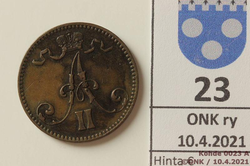 k-0023-a.jpg - Kohde 23 (kuva 1/2), lhthinta: 20 € / myyntihinta: 24 € 5 p 1870 Tlle vuodelle hyv kunto!, kunto: 5