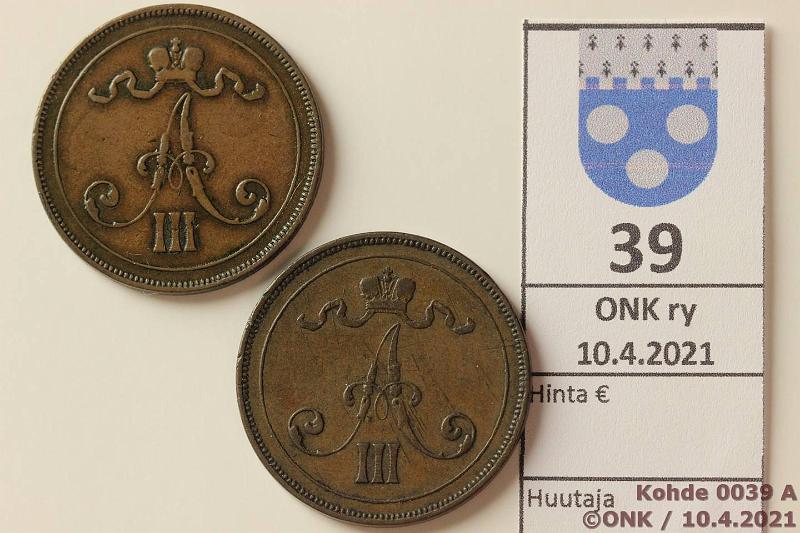 k-0039-a.jpg - Kohde 39 (kuva 1/2), lhthinta: 10 € / myyntihinta: 17 € 10 p 1889, -90, kunto: 3, 4