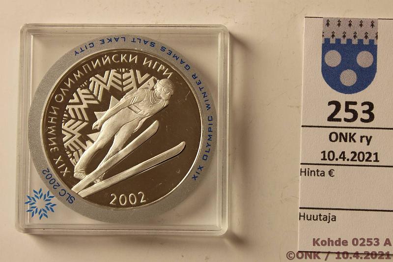 k-0253-a.jpg - Kohde 253, lhthinta: 10 € / myyntihinta: 13 € Bulgaria 10 leva 2001 KM#247 Ag, Proof, 23,33g/925, Salt Lake City, Ski Jump, kapseli, kunto: 10