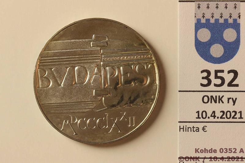 k-0352-a.jpg - Kohde 352 (kuva 1/2), lhthinta: 10 € / myyntihinta: 12 € Unkari 100 forint 1972 KM#598 Ag, 22g/640, Budapestin yhdistyminen 100 v, kunto: 9