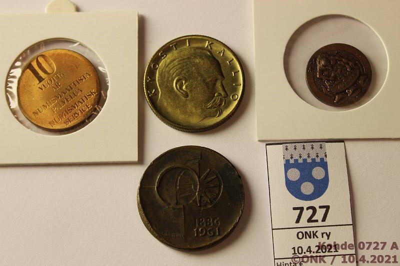 k-0727-a.jpg - Kohde 727, lhthinta: 5 € / ei tarjouksia Mitaleja (4) 1961-80 Postisstpankki (kl 4), Sstpankkiviikko/Kallio, Merkki Borg, Monetarium 10 vuotta, kunto: 4, 8-9