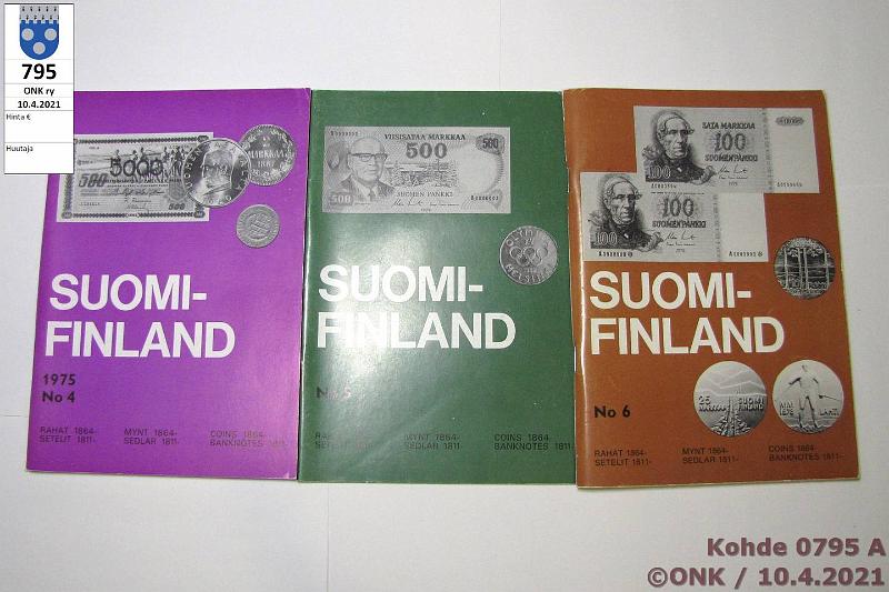 k-0795-a.jpg - Kohde 795, lhthinta: 5 € / myyntihinta: 9 € Erkki Borg 1975-77 (3) Suomi-Finland - Rahat 1864-, setelit 1811- No 4, 5 ja 6, loistokuntoiset!, kunto: 9