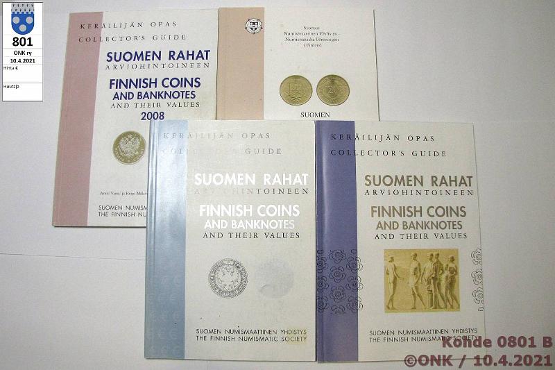 k-0801-b.jpg - Kohde 801 (kuva 2/2), lhthinta: 5 € / myyntihinta: 5 € Suomen Numismaattinen Yhdistys ry 1993-2008 (9) Kerilijn opas - Suomen rahat arviohintoineen 1811-1993, -1994, -1995, -1998 ja -1999 sek 7.-10. painokset. Osassa merkintj, posin siistej., kunto: 6-9