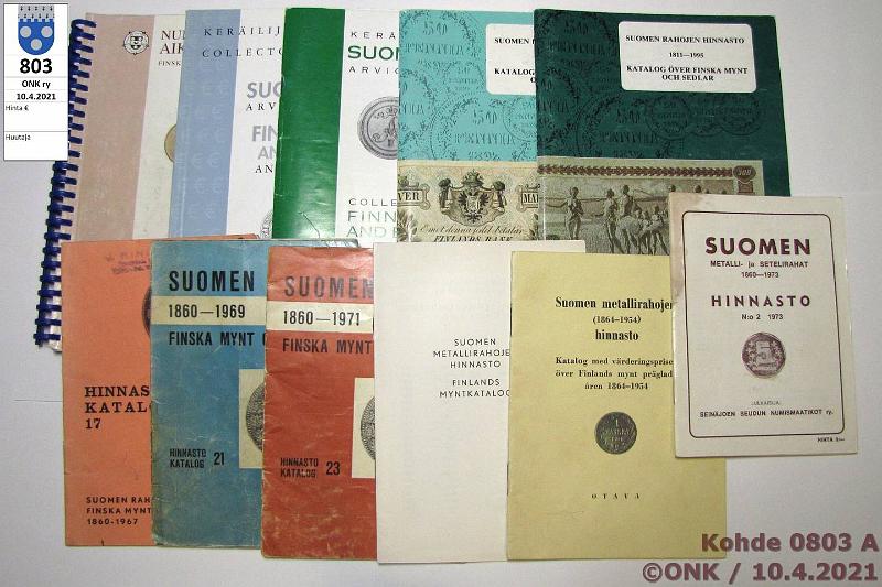 k-0803-a.jpg - Kohde 803 (kuva 1/2), lhthinta: 5 € / myyntihinta: 12 € Er suomalaisia luetteloita 1954-2005 (20) Suomen Postimerkkeily, Borg, SSN, Rnkipohja, Selinheimo, Stipendirahasto, Golden Art, SNY. 18 eril., pasiassa kuluneempia, merkintj, mys muutama hyvkuntoinen., kunto: 2-9