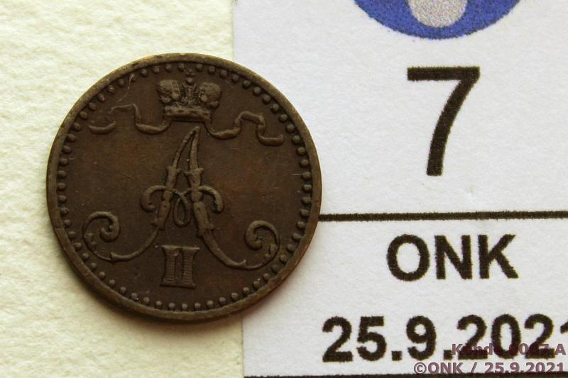 k-0007-a.jpg - Kohde 7 (kuva 1/2), lhthinta: 10 € / myyntihinta: 19 € 1 p 1871 SNY 7.1, meistivika, kaunis patina, kunto: 5