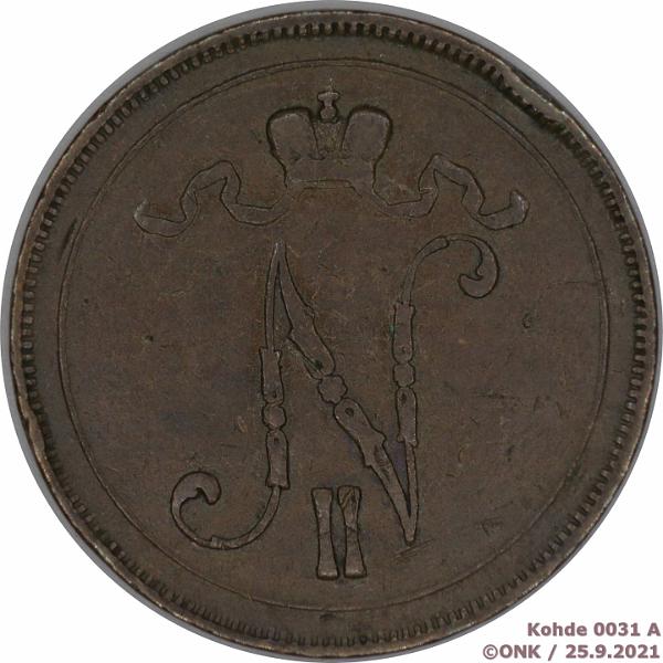 k-0031-a.jpg - Kohde 31 (kuva 1/2), lhthinta: 35 € / myyntihinta: 35 € 10 p 1898 Nja, rv, kunto: 3