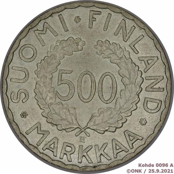 k-0096-a.jpg - Kohde 96 (kuva 1/2), lhthinta: 8 € / myyntihinta: 9 € 500 mk 1952 Ag, H:gin Olympialaiset 1952 -rasiassa, kunto: 5