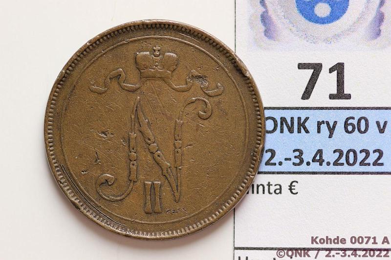 k-0071-a.jpg - Kohde 71 (kuva 1/2), lhthinta: 30 € / ei tarjouksia 10 p 1898 Eprvja, vhinen meistin kiertym, kunto: 3