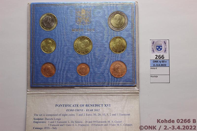 k-0266-b.jpg - Kohde 266 (kuva 2/2), lhthinta: 25 € / myyntihinta: 29 € 2012 Vatikaani, Benedetto XVI, kunto: 9