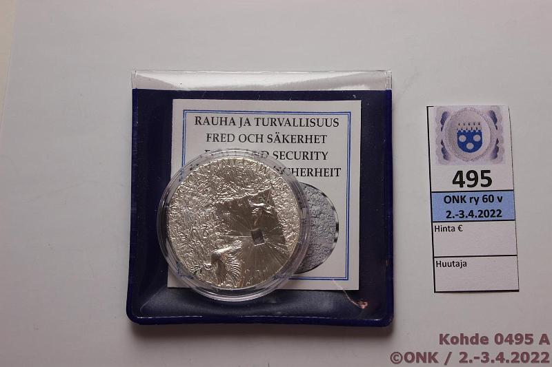 k-0495-a.jpg - Kohde 495, lhthinta: 22 € / myyntihinta: 28 € 20 € 2009 Ag, Proof, Rauha ja turvallisuus, kapseli ja tod, kunto: 10