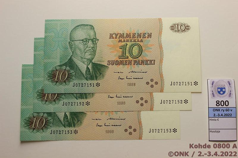 k-0800-a.jpg - Kohde 800, lhthinta: 18 € / myyntihinta: 18 € 10 mk 1980 J* (3) SNY 147.1.9 J0727151-53 AL I-Lin, 3 perkkist korvaavaa, kunto: 9