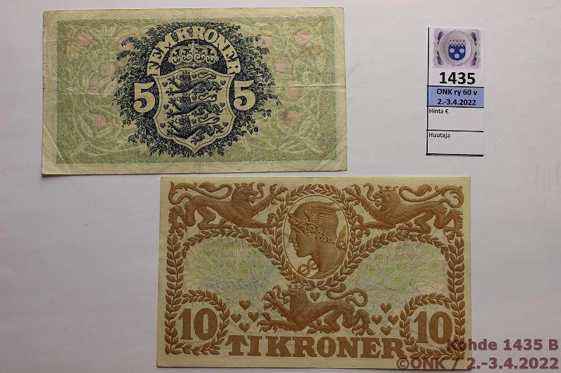 k-1435-b.jpg - Kohde 1435 (kuva 2/2), lhthinta: 15 € / myyntihinta: 15 € Tanska 5 + 10 kr 1942, -43 P#31n, 30f 5k 1942; 10k -43, kunto: 8, 4