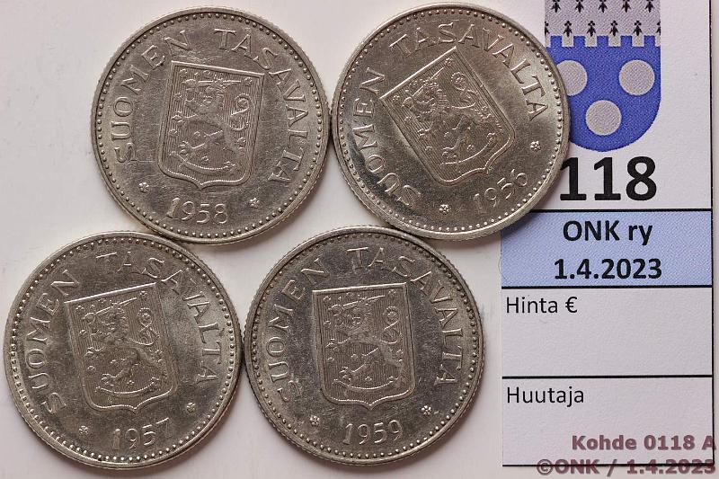 k-0118-a.jpg - Kohde 118 (kuva 1/2), lhthinta: 15 € / myyntihinta: 42 € 200 mk 1956, -57, -58H, -59 Ag, kauniit!, kunto: 7-9