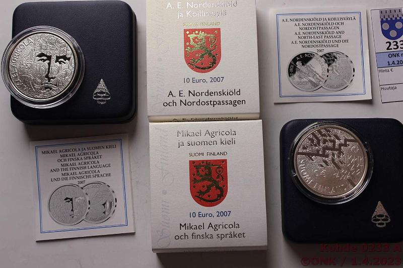 k-0233-a.jpg - Kohde 233, lhthinta: 40 € / myyntihinta: 40 € 10 € (2) 2007 Ag, Proof, Nordenskild ja Agricola, kotelot, tod, kunto: 10