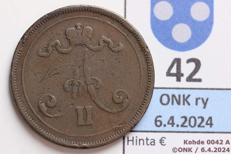 k-0042-a.jpg - Kohde 42 (kuva 1/2), lhthinta: 50 € / ei tarjouksia 10 p 1875 Rvja, kunto: 2